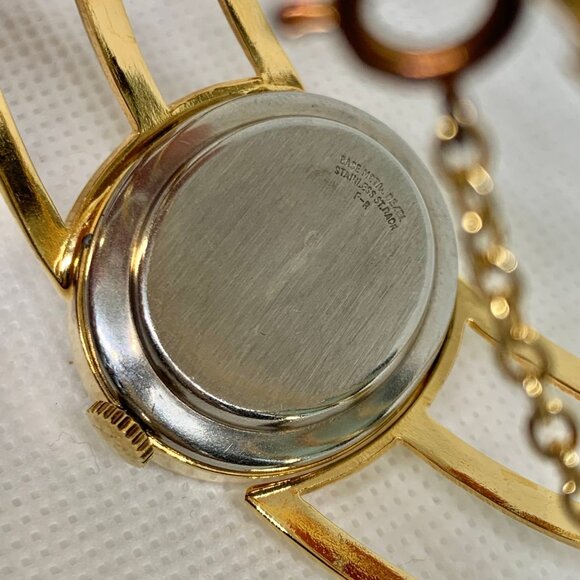 Vtg PEDRE Women Watch Swiss Wind Up 17 Jewels Gold Tone 30mm mechanical works main image 9